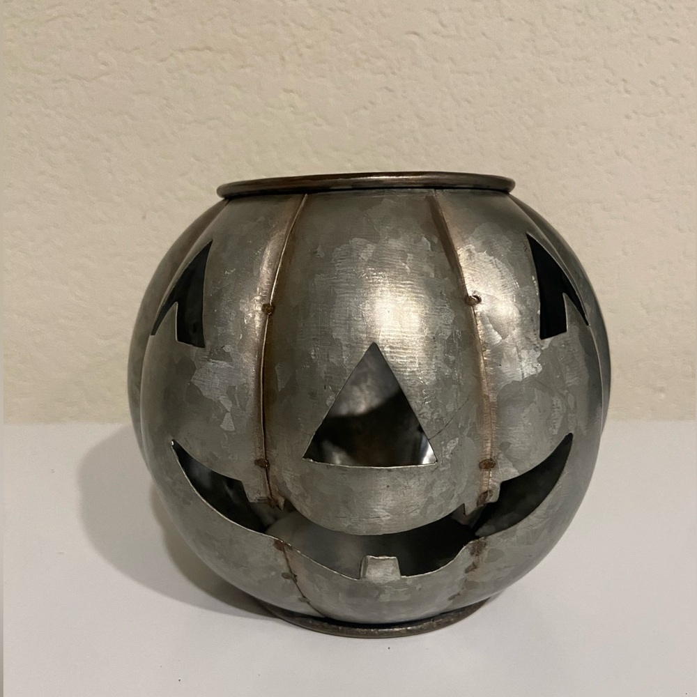 Pottery Barn metal jack o lantern candle holder